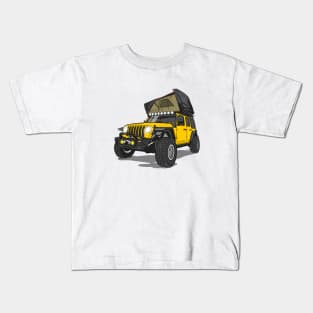 Jeep Wrangler Camp Time- Yellow Kids T-Shirt